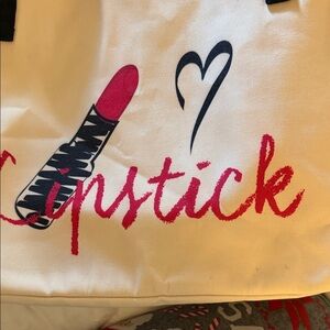 Avon Lipstick Graphic Cream Tote Bag